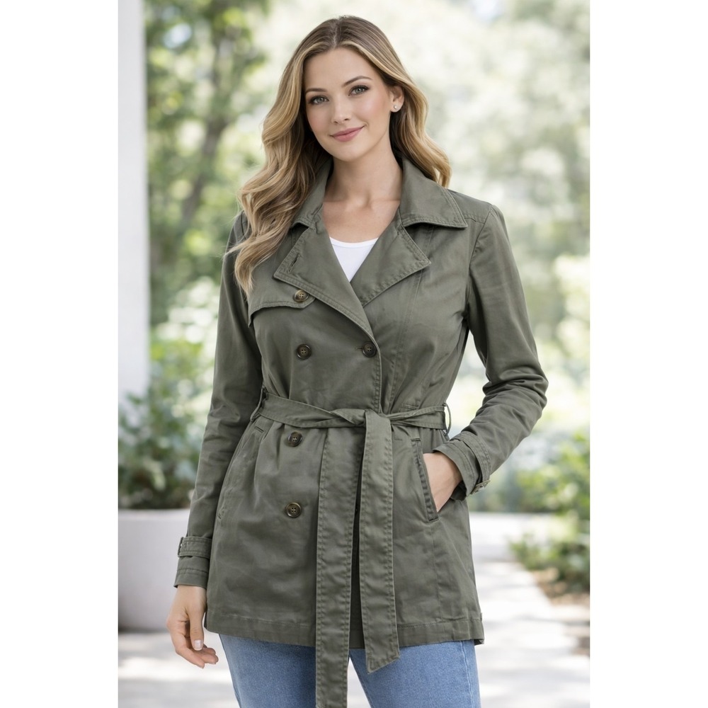 Lucky Brand Belted Green Military Jacket Women's size SMALL